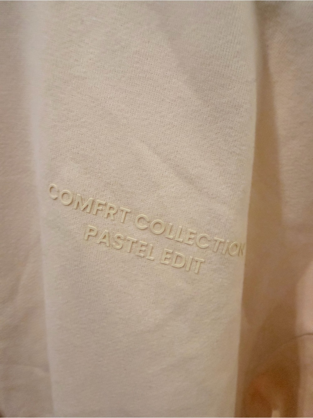 Pastel Edit Comfort Collection Embossed Crewneck Sweatshirt - Buttercream